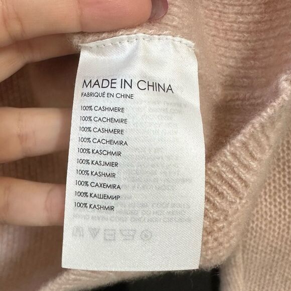 Club Monaco Honeycomb Crew Rose Cashmere Sweater, Size XSP - Picture 8 of 11